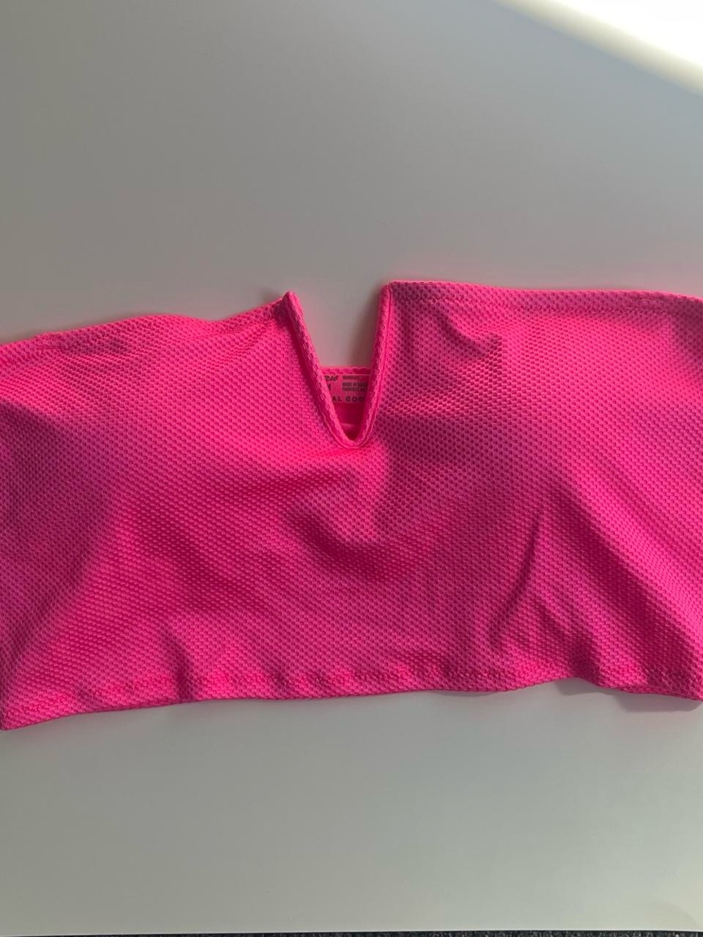 aerie Bright Pink Textured V-Notch Bandeau Swim Top
